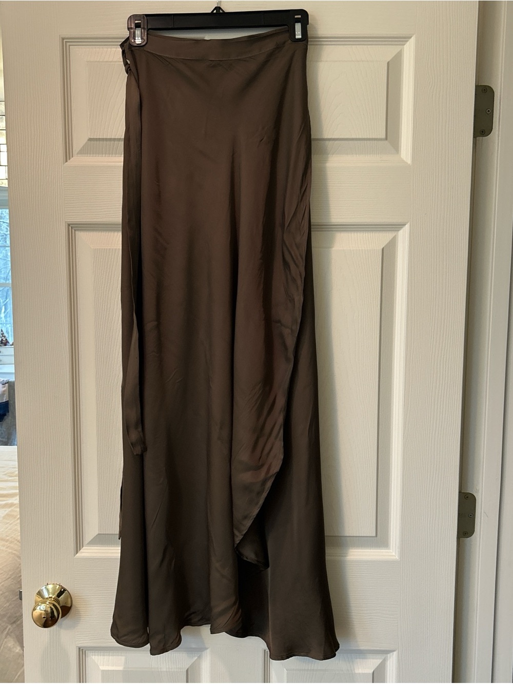 Nation LTD Brown Satin Wrap Maxi Skirt